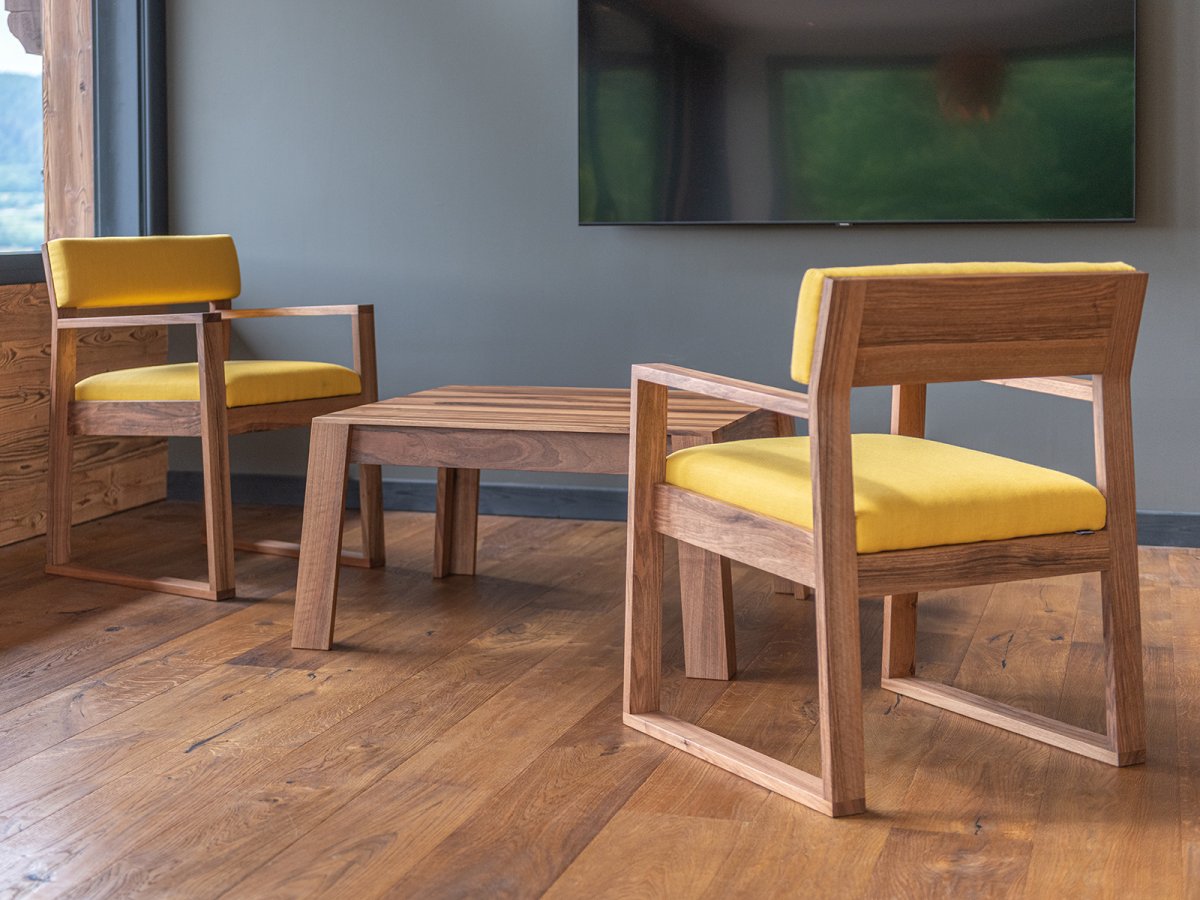 Table basse Aix en noyer sur-mesure - Table basse design pour votre salon