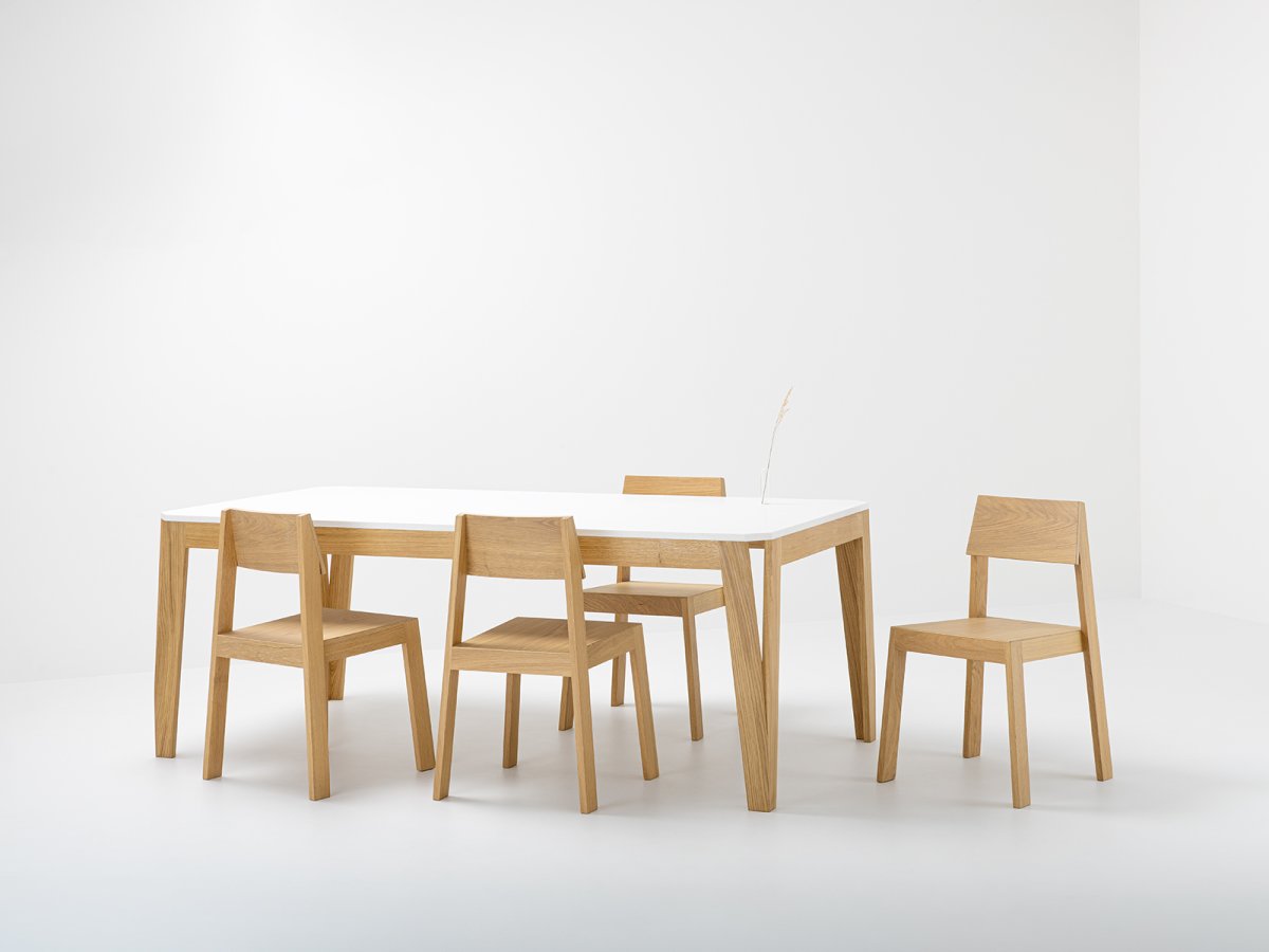 Table de cuisine en chêne et HI-MACS® - MéliMélo en résine et en chêne