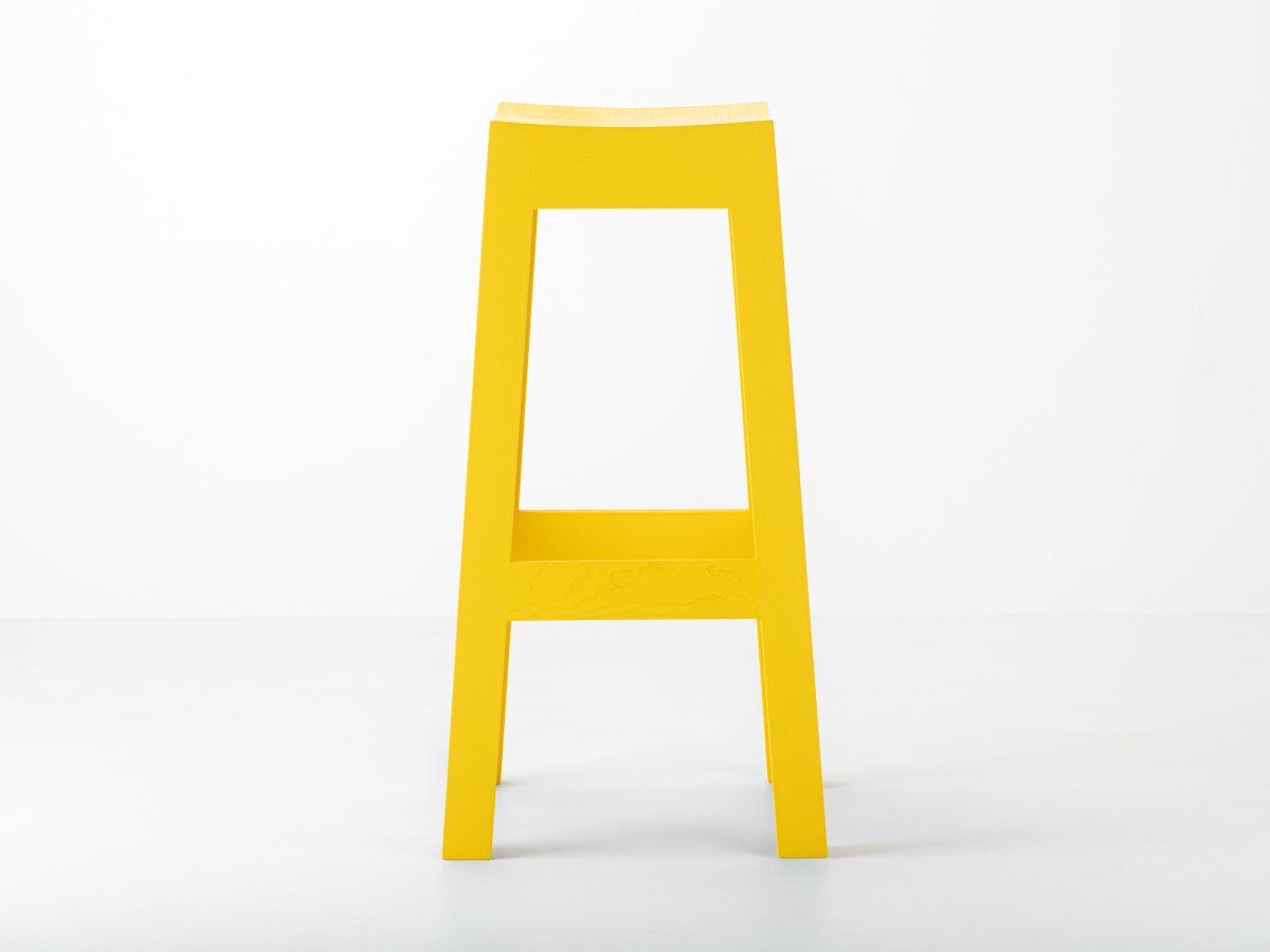 Tabouret de bar design laqué jaune - Wak