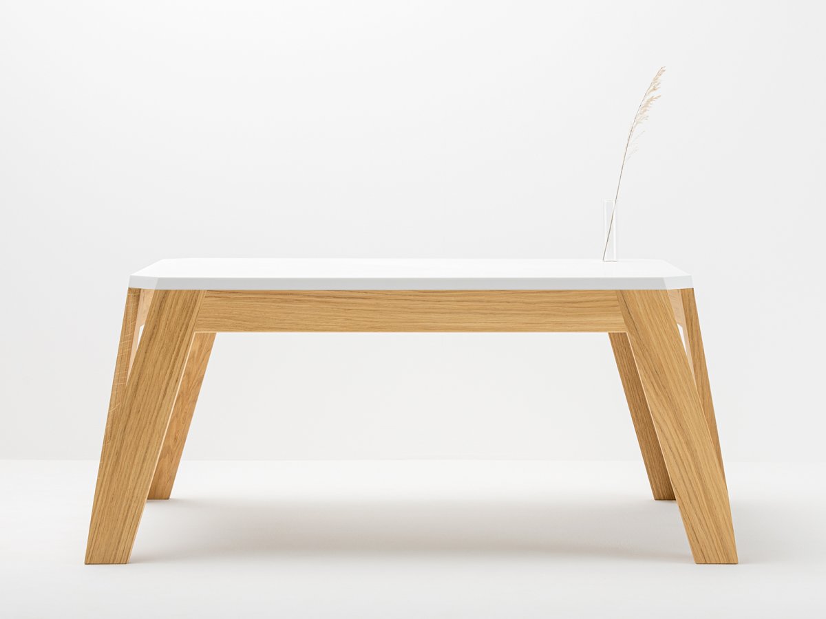 Table Basse Carrée Plateau en Résine avec Pied en Bois Massif  - MéliMélo