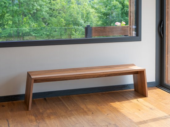 Banc d'intérieur en noyer fabriqué en France - PAP - longueur 60, 120, 180 ou 240 cm