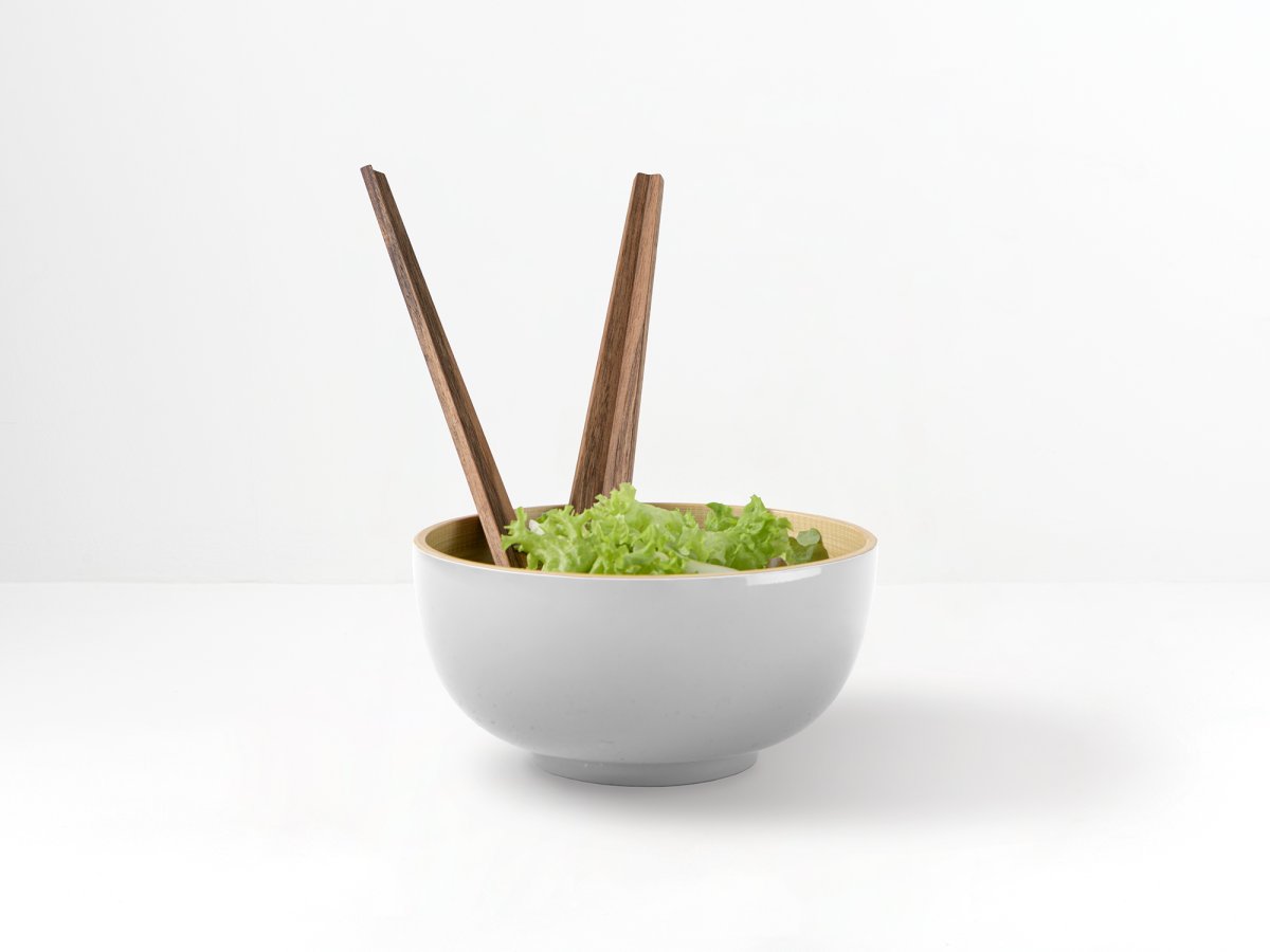 Couverts à salade en bois design en noyer