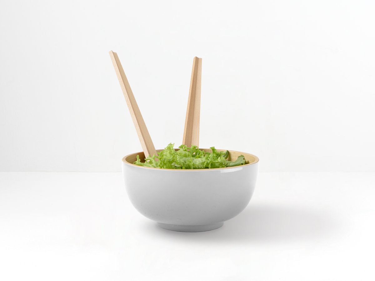 Couverts à salade en bois design en hêtre