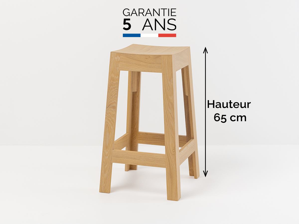 Tabouret de bar 65 cm en bois massif