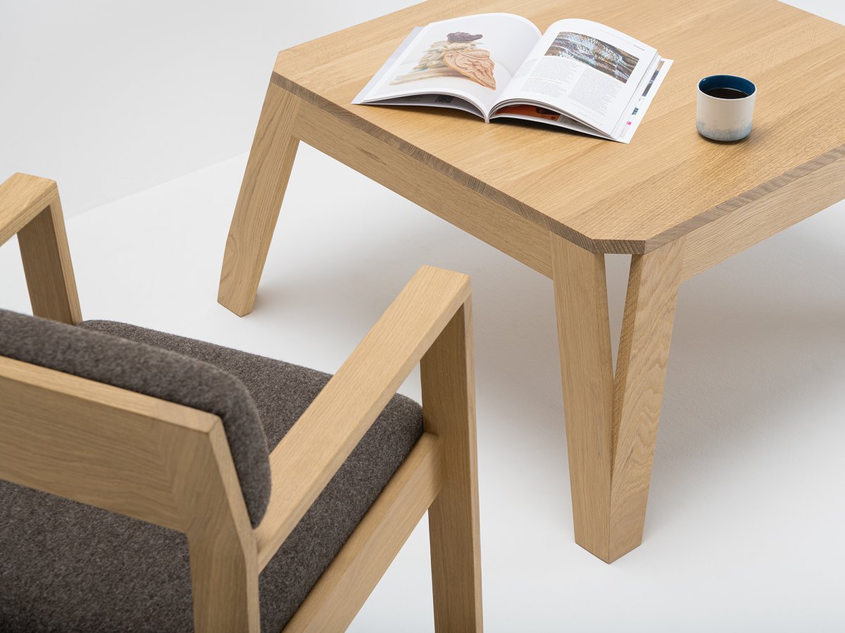 Table Basse 80x80 Design en Bois Massif avec Fauteuil AIX - MéliMélo